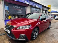 USED 2019 69 LEXUS CT 1.8 200h F Sport Hatchback 5dr Petrol Hybrid E-CVT Euro 6 (s/s) (136 ps) BEAUTIFUL RED, CLEAN INSIDE AND OUT