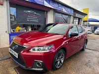 USED 2019 69 LEXUS CT 1.8 200h F Sport Hatchback 5dr Petrol Hybrid E-CVT Euro 6 (s/s) (136 ps) BEAUTIFUL RED, CLEAN INSIDE AND OUT