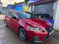 USED 2019 69 LEXUS CT 1.8 200h F Sport Hatchback 5dr Petrol Hybrid E-CVT Euro 6 (s/s) (136 ps) BEAUTIFUL RED, CLEAN INSIDE AND OUT