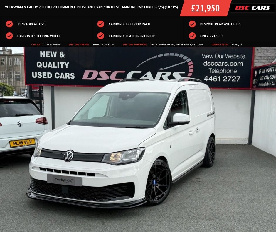 USED 2021 21 VOLKSWAGEN CADDY 2.0 TDI C20 Commerce Plus Panel Van 5dr Diesel Manual SWB Euro 6 (s/s) (102 ps) FULLY CUSTOMISED CADDY