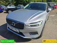 USED 2018 67 VOLVO XC60 2.0 T5 Inscription SUV in silver with 81,500 miles, FSH, 2 owners, ULEZ compliant, auto, sat nav, leather interior, touchscreen & more! With a full service history, this 2018 Volvo XC60 T5 Inscription with 81,500 miles is a superb example of a reliable and well-maintained vehicle. The XC60, with its 2.0L petrol engine and four-wheel drive, offers a refined driving experience. The Inscription trim adds a touch of luxury, while its Euro 6 emission class ensures it meets modern environmental standards. This particular model comes with desirable features, including 20in alloy wheels, an active Four-C chassis system, satelitte naviga