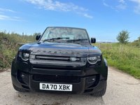 USED 2020 70 LAND ROVER DEFENDER 2.0 SD4 SE SUV 5dr Diesel Auto 4WD Euro 6 (s/s) (240 ps) UPGRADED 22' URBAN ALLOYS + WIRELESS APPLE CARPLAY + BLACK PACK + 10' TOUCHSCREEN DISPLAY WITH PRO NAV + 12-WAY HEATED ELECTRIC MEMORY FRONT SEATS + MERIDIAN SOUND SYSTEM + BLIND SPOT ASSIST + TWO-ZONE CLIMATE CONTROL + COLOURED REVERSING CAMERA WITH 360 DEGREE PARKING AID + DAB RADIO + LANE KEEP ASSIST + CRUISE CONTROL WITH SPEED LIMITER + TRAFFIC SIGN RECOGNITION + FINISHED IN SANTORINI BLACK