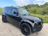 USED 2020 70 LAND ROVER DEFENDER 2.0 SD4 SE SUV 5dr Diesel Auto 4WD Euro 6 (s/s) (240 ps) UPGRADED 22' URBAN ALLOYS + WIRELESS APPLE CARPLAY + BLACK PACK + 10' TOUCHSCREEN DISPLAY WITH PRO NAV + 12-WAY HEATED ELECTRIC MEMORY FRONT SEATS + MERIDIAN SOUND SYSTEM + BLIND SPOT ASSIST + TWO-ZONE CLIMATE CONTROL + COLOURED REVERSING CAMERA WITH 360 DEGREE PARKING AID + DAB RADIO + LANE KEEP ASSIST + CRUISE CONTROL WITH SPEED LIMITER + TRAFFIC SIGN RECOGNITION + FINISHED IN SANTORINI BLACK