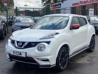 USED 2016 66 NISSAN JUKE 1.6 DIG-T Nismo RS SUV 5dr Petrol Manual Euro 6 (218 ps) A STUNNING LOW MILEAGE EXAMPLE THAT IS SUPPLIED WITH A FULL SERVICE HISTORY AND MOT TILL APRIL NEXT YEAR. LOADED WITH EXTRAS INCLUDING PEARL WHITE PAINT COMPLIMENTED WITH A FULL BLACK ALCANTARA INTERIOR, SATELLITE NAVIGATION, BLUETOOTH, PARK ASSIST, 18 INCH ALLOY WHEELS AND MUCH MORE. THIS VEHICLE MUST BE SEEN!!!!! FINANCE AND EXTENDED WARRANTY AVAILABLE ON THIS USED VEHICLE. CALL A MEMBER OF OUR TEAM NOW TO AVOID DISAPPOINTMENT!!!!