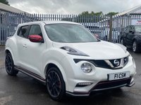 USED 2016 66 NISSAN JUKE 1.6 DIG-T Nismo RS SUV 5dr Petrol Manual Euro 6 (218 ps) A STUNNING LOW MILEAGE EXAMPLE THAT IS SUPPLIED WITH A FULL SERVICE HISTORY AND MOT TILL APRIL NEXT YEAR. LOADED WITH EXTRAS INCLUDING PEARL WHITE PAINT COMPLIMENTED WITH A FULL BLACK ALCANTARA INTERIOR, SATELLITE NAVIGATION, BLUETOOTH, PARK ASSIST, 18 INCH ALLOY WHEELS AND MUCH MORE. THIS VEHICLE MUST BE SEEN!!!!! FINANCE AND EXTENDED WARRANTY AVAILABLE ON THIS USED VEHICLE. CALL A MEMBER OF OUR TEAM NOW TO AVOID DISAPPOINTMENT!!!!