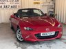 USED 2018 MAZDA MX-5 1.5 SKYACTIV-G SE Convertible 2dr Petrol Manual Euro 6 (131 ps)+1 FORMER KEEPER+2 KEYS+HISTORY+MEDIA+BLUETOOTH+AIRCON+ALLOYS+DASHCAM+ 2 KEYS+1 FORMER KEEPER+HISTORY+ALLOYS+BLUETOOTH+MEDIA+AIRCON+USB+AUX+DASH CAM+HPI CLEAR