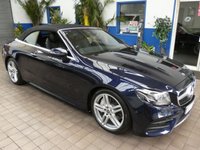 USED 2018 18 MERCEDES-BENZ E CLASS 2.0 E300 AMG Line (Premium Plus) Cabriolet 2dr Petrol G-Tronic+ Euro 6 (s/s) (245 ps) SAT NAV AIR SCARF REAR VIEW CAMERA BURMESTER SOUND SYSTEM PART LEATHER INTERIOR HEATED SEATS CRUISE CONTROL PARKING SENSORS SERVICE HISTORY WARRANTY
