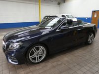 USED 2018 18 MERCEDES-BENZ E CLASS 2.0 E300 AMG Line (Premium Plus) Cabriolet 2dr Petrol G-Tronic+ Euro 6 (s/s) (245 ps) SAT NAV AIR SCARF REAR VIEW CAMERA BURMESTER SOUND SYSTEM PART LEATHER INTERIOR HEATED SEATS CRUISE CONTROL PARKING SENSORS SERVICE HISTORY WARRANTY