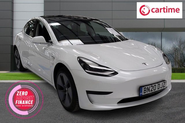 View our Tesla Model 3 Standard Range Plus Saloon 4dr Electric Auto RWD (241 bhp) Park Assist Camera, Fixed Panoramic Glass Roof, Mobile Phone App Interface, Adaptive Cruise Control, Navigation System
