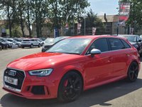 USED 2018 18 AUDI RS3 2.5 TFSI Sportback 5dr Petrol S Tronic quattro Euro 6 (s/s) (400 ps) SOMETHING VERY SPECIAL, JUST ARRIVED ON SITE+FINISHED IN STUNNING CATALUNYA METALLIC RED PAINT+LOADED WITH EXTRAS+4 WHEEL DRIVE+JUST 2 FORMER KEEPERS+SERVICE HISTORY+FULL LEATHER INTERIOR AND FRONT SPORTS SEATS WITH FINE NAPPA LEATHER AND EMBOSSED RS LOGO IN BLACK+RS SPORT EXHAUST SYSTEM+PRIVACY GLASS+UPGRADED BREAK CALIPERS IN RED WITH RS LOGO+SATELLITE NAVIGATION+PARK ASSIST+CLIMATE CONTROL+19 INCH ALLOY WHEELS+AN ABSOLUTELY OUTSTANDING VEHICLE THAT IS READY TO DRIVE AWAY TODAY!!!!!!!!!!!!!!!!