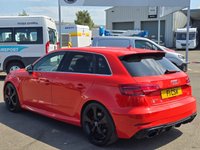 USED 2018 18 AUDI RS3 2.5 TFSI Sportback 5dr Petrol S Tronic quattro Euro 6 (s/s) (400 ps) SOMETHING VERY SPECIAL, JUST ARRIVED ON SITE+FINISHED IN STUNNING CATALUNYA METALLIC RED PAINT+LOADED WITH EXTRAS+4 WHEEL DRIVE+JUST 2 FORMER KEEPERS+SERVICE HISTORY+FULL LEATHER INTERIOR AND FRONT SPORTS SEATS WITH FINE NAPPA LEATHER AND EMBOSSED RS LOGO IN BLACK+RS SPORT EXHAUST SYSTEM+PRIVACY GLASS+UPGRADED BREAK CALIPERS IN RED WITH RS LOGO+SATELLITE NAVIGATION+PARK ASSIST+CLIMATE CONTROL+19 INCH ALLOY WHEELS+AN ABSOLUTELY OUTSTANDING VEHICLE THAT IS READY TO DRIVE AWAY TODAY!!!!!!!!!!!!!!!!
