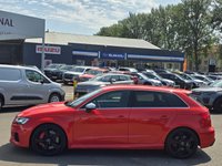 USED 2018 18 AUDI RS3 2.5 TFSI Sportback 5dr Petrol S Tronic quattro Euro 6 (s/s) (400 ps) SOMETHING VERY SPECIAL, JUST ARRIVED ON SITE+FINISHED IN STUNNING CATALUNYA METALLIC RED PAINT+LOADED WITH EXTRAS+4 WHEEL DRIVE+JUST 2 FORMER KEEPERS+SERVICE HISTORY+FULL LEATHER INTERIOR AND FRONT SPORTS SEATS WITH FINE NAPPA LEATHER AND EMBOSSED RS LOGO IN BLACK+RS SPORT EXHAUST SYSTEM+PRIVACY GLASS+UPGRADED BREAK CALIPERS IN RED WITH RS LOGO+SATELLITE NAVIGATION+PARK ASSIST+CLIMATE CONTROL+19 INCH ALLOY WHEELS+AN ABSOLUTELY OUTSTANDING VEHICLE THAT IS READY TO DRIVE AWAY TODAY!!!!!!!!!!!!!!!!