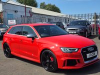 USED 2018 18 AUDI RS3 2.5 TFSI Sportback 5dr Petrol S Tronic quattro Euro 6 (s/s) (400 ps) SOMETHING VERY SPECIAL, JUST ARRIVED ON SITE+FINISHED IN STUNNING CATALUNYA METALLIC RED PAINT+LOADED WITH EXTRAS+4 WHEEL DRIVE+JUST 2 FORMER KEEPERS+SERVICE HISTORY+FULL LEATHER INTERIOR AND FRONT SPORTS SEATS WITH FINE NAPPA LEATHER AND EMBOSSED RS LOGO IN BLACK+RS SPORT EXHAUST SYSTEM+PRIVACY GLASS+UPGRADED BREAK CALIPERS IN RED WITH RS LOGO+SATELLITE NAVIGATION+PARK ASSIST+CLIMATE CONTROL+19 INCH ALLOY WHEELS+AN ABSOLUTELY OUTSTANDING VEHICLE THAT IS READY TO DRIVE AWAY TODAY!!!!!!!!!!!!!!!!