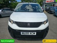 USED 2020 20 PEUGEOT PARTNER 1.5 BlueHDi 950 Pro LWB Crew Van 5 Seater white with 56,500 miles, 1 owner, ULEZ compliant Euro 6, 5-speed manual, A/C, Bluetooth & more +VAT @ 20% With only one previous owner and low mileage for its age at 56,500 miles, this 2020 Peugeot Partner 1.5 BlueHDi 950 Professional Long Panel Van LWB Euro 6 6dr is a reliable and efficient workhorse. The Partner, in its BlueHDi 950 Professional variant and Professional trim, is powered by a 1.5L diesel engine and meets Euro 6 emission standards. It comes equipped with practical features such as offside and twin sliding side doors for easy access, an 8in capacitive colour touchscreen with Connect D