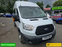 USED 2016 16 FORD TRANSIT 2.2 TDCi 17-seat minibus in white, 91,000 miles, ULEZ Euro 6, 6-speed manual, Bluetooth, cruise control, 17 Seater (16+1) and more Final price + VAT @ 20%! With a MOT valid until April 2026, this 2016 Ford Transit TDCi 460 is ready to hit the road. This van is the 2.2 TDCi 460 HDT L4 H3 4dr derivative, equipped with 18 seats and a 2.2L diesel engine. It meets Euro 6 emission standards. For your peace of mind, a 3-month warranty is included. The van also features 18 Seats and a Electronic Stability Programme (ESP) and a Ford Audio System with SYNC (ICE Pack 4). Bluetooth connectivity is included, along with Electronic Dynamic Cornering Control and E