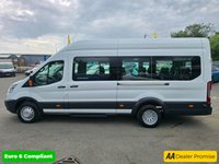 USED 2016 16 FORD TRANSIT 2.2 TDCi 17-seat minibus in white, 91,000 miles, ULEZ Euro 6, 6-speed manual, Bluetooth, cruise control, 17 Seater (16+1) and more Final price + VAT @ 20%! With a MOT valid until April 2026, this 2016 Ford Transit TDCi 460 is ready to hit the road. This van is the 2.2 TDCi 460 HDT L4 H3 4dr derivative, equipped with 18 seats and a 2.2L diesel engine. It meets Euro 6 emission standards. For your peace of mind, a 3-month warranty is included. The van also features 18 Seats and a Electronic Stability Programme (ESP) and a Ford Audio System with SYNC (ICE Pack 4). Bluetooth connectivity is included, along with Electronic Dynamic Cornering Control and E