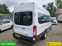 USED 2016 16 FORD TRANSIT 2.2 TDCi 17-seat minibus in white, 91,000 miles, ULEZ Euro 6, 6-speed manual, Bluetooth, cruise control, 17 Seater (16+1) and more Final price + VAT @ 20%! With a MOT valid until April 2026, this 2016 Ford Transit TDCi 460 is ready to hit the road. This van is the 2.2 TDCi 460 HDT L4 H3 4dr derivative, equipped with 18 seats and a 2.2L diesel engine. It meets Euro 6 emission standards. For your peace of mind, a 3-month warranty is included. The van also features 18 Seats and a Electronic Stability Programme (ESP) and a Ford Audio System with SYNC (ICE Pack 4). Bluetooth connectivity is included, along with Electronic Dynamic Cornering Control and E