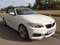 USED 2016 16 BMW 2 SERIES 2.0 220i M Sport Convertible 2dr Petrol Manual Euro 6 (s/s) (184 ps) 41000 MILES WITH FSH  