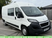 USED 2020 20 PEUGEOT BOXER 2.0 BlueHDi 335 Built for Business Professional Crew Van 5dr Diesel Manual L3 H2 Euro 6 (130 ps) We have just taken in this Peugeot Boxer features a reliable 2.0-litre BlueHDi diesel engine, producing around 130 PS (approx. 128 bhp) with healthy torque delivery&mdash;though exact torque figures aren&rsquo;t listed, similar variants around 258 lb-ft (&asymp; 350 Nm) are typical. Fuel economy is rated at roughly 45.6 mpg combined, with urban at ~42.2 mpg and extra-urban around ~47.9 mpg. Cabin climate & tech: Manual air conditioning, a 5-inch colour touchscreen with DAB radio, Bluetooth, USB, and optional sat-