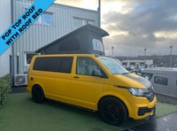 USED 2022 22 VOLKSWAGEN TRANSPORTER CAMPERVAN DSG AUTO 150 BHP 4 BERTH 5 BELTED SEATS  Rare stunning yellow colour