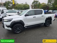 USED 2022 22 TOYOTA HI-LUX 2.8 D-4D Invincible X Double Cab, 85,000 miles, 1 owner, ULEZ Euro 6, Automatic, Air Conditioning, Sat Nav, Rear Camera, Final price +VAT @20%! This 2022 Toyota Hilux D-4D Invincible X presents a superb ownership proposition, having been meticulously maintained by just one owner from new. This robust Four Wheel Drive pickup is powered by an efficient 2.8 litre Euro 6 diesel engine, ensuring capable performance for any task. The Invincible X trim level comes equipped with a host of desirable features, including bright LED headlights for enhanced visibility, front and rear parking sensors, and a rear view camera to aid manoeuvring. Inside