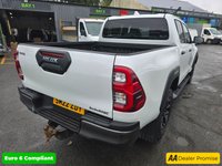 USED 2022 22 TOYOTA HI-LUX 2.8 D-4D Invincible X Double Cab, 85,000 miles, 1 owner, ULEZ Euro 6, Automatic, Air Conditioning, Sat Nav, Rear Camera, Final price +VAT @20%! This 2022 Toyota Hilux D-4D Invincible X presents a superb ownership proposition, having been meticulously maintained by just one owner from new. This robust Four Wheel Drive pickup is powered by an efficient 2.8 litre Euro 6 diesel engine, ensuring capable performance for any task. The Invincible X trim level comes equipped with a host of desirable features, including bright LED headlights for enhanced visibility, front and rear parking sensors, and a rear view camera to aid manoeuvring. Inside