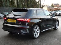 USED 2022 72 AUDI A3 Sportback 1.4 TFSIe 40 S line 5d Plug-in Hybrid S Tronic 13kWh 204 S/S 1 OWNER, FULL SERVICE HISTORY, SAT NAV , VIRTUAL COCKPIT (DIGITAL DASH), FULL BLACK LEATHER UPHOLSTERY, WIRELESS APPLE CARPLAY / ANDROID AUTO (SMART PHONE INTERFACE), REAR PARKING SENSORS, DAB RADIO, BLUETOOTH PHONE & MUSIC, 2x USB C PORTS, PRIVACY GLASS, S TRONIC AUTOMATIC, 18 INCH ALLOYS, POWER FOLDING MIRRORS, LEATHER TIPTRONIC MULTIFUNCTION STEERING WHEEL, CRUISE CONTROL & SPEED LIMITER, RAIN & LIGHT SENSORS, KEYLESS START, VOICE CONTROL, DRIVE SELECT, CLIMATE CONTROL, LANE DEPARTURE WARNING