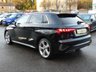 USED 2022 72 AUDI A3 Sportback 1.4 TFSIe 40 S line 5d Plug-in Hybrid S Tronic 13kWh 204 S/S 1 OWNER, FULL SERVICE HISTORY, SAT NAV , VIRTUAL COCKPIT (DIGITAL DASH), FULL BLACK LEATHER UPHOLSTERY, WIRELESS APPLE CARPLAY / ANDROID AUTO (SMART PHONE INTERFACE), REAR PARKING SENSORS, DAB RADIO, BLUETOOTH PHONE & MUSIC, 2x USB C PORTS, PRIVACY GLASS, S TRONIC AUTOMATIC, 18 INCH ALLOYS, POWER FOLDING MIRRORS, LEATHER TIPTRONIC MULTIFUNCTION STEERING WHEEL, CRUISE CONTROL & SPEED LIMITER, RAIN & LIGHT SENSORS, KEYLESS START, VOICE CONTROL, DRIVE SELECT, CLIMATE CONTROL, LANE DEPARTURE WARNING