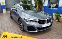 USED 2021 21 BMW 5 SERIES 2.0 520d MHT M Sport Saloon 4dr Diesel Hybrid Steptronic Euro 6 (s/s) (190 ps) SAT NAV LEATHER HEATED SEATS CRUISE CONTROL REAR VIEW CAMERA PARKING SENSORS 1 OWNER SERVICE HISTORY WARRANTY