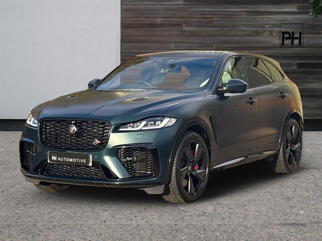 USED 2022 F JAGUAR F-PACE 5.0 P550 V8 SVR SUV 5dr Petrol Quickshift AWD Euro 6 (s/s) (550 ps) BRITISH RACING GREEN|HEAD UP DISPLAY