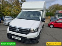 USED 2019 19 VOLKSWAGEN CRAFTER White 2.0 TDI CR35 Luton, 89,000 miles, 1 owner, Euro 6 ULEZ, 6-speed, Bluetooth, Electric Tail lift, Full Service History, great spec, + VAT @ 20%! This 2019 Volkswagen Crafter presents an exceptional ownership history, having been meticulously maintained by a single owner from new.  This 2.0 TDI CR35 Startline RWD LWB Euro 6 (s/s) 2dr model boasts a robust 2.0 litre diesel engine delivering a strong 138 bhp.  With a towing weight of 3000 kg and MOT valid until June 2026, it is ready for demanding tasks.  The Startline trim includes the Composition Audio system with Bluetooth connectivity, ensuring you stay connected on the go.  This Crafte