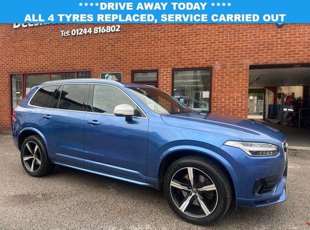 2018 68 VOLVO XC90 2.0h T8 Twin Engine 10.4kWh R-Design SUV 5dr Petrol Plug-in Hybrid Auto 4WD Euro 6 (s/s) (390 ps) Family 7-Seater : Electric panoramic sunroof : Volvo service history : Bluetooth : Sat Nav : DAB : R-Design upholstery + steering wheel :       Electric/Heated front seats : Isofix : Air-conditioning : Cargo cover : Rear view camera :       Front + rear parking sensors : Remotely operated tailgate