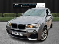 USED 2016 16 BMW X3 2.0 20d M Sport SUV 5dr Diesel Auto xDrive Euro 6 (s/s) (190 ps) HERE AT MOTOR SWITCH YOUR NEW MOTOR IS JUST A SWITCH AWAY WITH THIS BMW X3 20D M SPORT SUV 5DR 2.0 DIESEL AUTOMATIC XDRIVE EURO 6, WHICH COMES WITH A FULL 12 MONTHS NATIONWIDE WARRANTY AND ALSO COMES WITH A FULL 12 MONTHS MOT, THIS VEHICLE IS WELL MAINTAINED WITH 8 X SERVICE HISTORY STAMPS WITH THE LASY SERVICE BEING DONE AT 57316 MILES - 25.07.2025, ALSO COMES WITH 2 KEYS AND HAS LOW MILEAGE, FINANCE AVAILABLE FROM 10.9% APR, DELIVERY AVAILABLE, PART EX WELCOME, FULLY VALETED