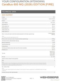 USED 2026 WEINSBERG CARABUS CaraBus GREY 600 MQ (2026) EDITION [FIRE] 2026 due on site or configure yours