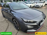USED 2020 Y HYUNDAI I30 Grey 2.0 T-GDi N Performance Fastback, 39,900 miles, Euro 6 ULEZ, 6-Speed, A/C, Part Leather, Heated Seats, Sat Nav, Rear Camera, FSH, great spec. This 2020 Hyundai i30 T-GDi N Performance boasts a full service history at 6k, 16k, 26k, 33k, 38k, and with its last service completed on 2025-09-26 at 39,515 miles, offering peace of mind alongside its remaining 3 months warranty. This Euro 6 compliant model features a powerful 2.0L petrol engine and comes equipped with advanced LED headlamps, automatic headlights with a dusk sensor, and dual zone climate control for your comfort. Connectivity is seamless with Android Auto integration, and park