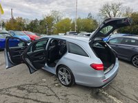 USED 2018 67 MERCEDES-BENZ E-CLASS Silver 2.0 E220d AMG Line Estate, 56,300 miles, 2 owners, Euro 6 ULEZ, Automatic, Bluetooth, Heated Half leather, Sat Nav, Cruise Control, FSH. This 2018 Mercedes Benz E Class E220d AMG Line presents an exceptional opportunity with its remarkably low mileage of just 56,300 miles for its age. This Euro 6 compliant model boasts a powerful yet efficient 2.0 litre diesel engine, delivering an impressive 0-60mph acceleration in only 7.7 seconds. The AMG Line trim ensures a sporty aesthetic and enhanced driving experience, complemented by a generously sized boot, offering practicality for all your needs.  The performance figures for this E Cl