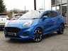 USED 2020 20 FORD PUMA 1.0T EcoBoost MHEV ST-Line X First Edition SUV 5dr Petrol Manual Euro 6 (s/s) (155 ps) Finished in DESERT ISLAND BLUE METALLIC with PART LEATHER Trim. This high specification Ford Puma certainly looks the part. It's got the raised up driving position, the eye-catching design, and a sort of miniature SUV shape. Features include Sat Nav, DAB Radio, B/Tooth, Apple Play, Virtual Dash B and O speakers, Auto Parking, Rear View Camera, Power rear boot and great Low Mileage. Serviced at 17728 miles, 30237 miles, 38574 miles and on arrival at 41573 miles.