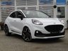 USED 2021 21 FORD PUMA 1.5T EcoBoost ST SUV 5dr Petrol Manual Euro 6 (s/s) (200 ps) Finished in FROZEN WHITE with HEATED RECARO ALCANTARA Trim. This Ford Puma certainly looks the part, it is the sportiest version of the Puma compact SUV, with meaner looks and a racier setup, It's got the raised up driving position, the eye-catching design, and a miniature SUV shape. Features include Sat Nav with Virtual Dash, DAB, B&O Speakers, Heated Sports Reccaro Seats, Heated Steering Wheel,  B/Tooth, Low Mileage and more. Just Dealer serviced at 35653 miles