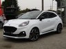 USED 2021 21 FORD PUMA 1.5T EcoBoost ST SUV 5dr Petrol Manual Euro 6 (s/s) (200 ps) Finished in FROZEN WHITE with HEATED RECARO ALCANTARA Trim. This Ford Puma certainly looks the part, it is the sportiest version of the Puma compact SUV, with meaner looks and a racier setup, It's got the raised up driving position, the eye-catching design, and a miniature SUV shape. Features include Sat Nav with Virtual Dash, DAB, B&O Speakers, Heated Sports Reccaro Seats, Heated Steering Wheel,  B/Tooth, Low Mileage and more. Just Dealer serviced at 35653 miles