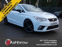 USED 2021 21 SEAT IBIZA 1.0 TSI FR 5d 95 S/S SAT NAV, APPLE CARPLAY & ANDROID AUTO, DAB RADIO, BLUETOOTH, CRUISE CONTROL & SPEED LIMITER, FRONT ASSIST, LED LIGHTS, 17 INCH ALLOY WHEELS, LEATHER FLAT BOTTOM MULTIFUNCTION STEERING WHEEL, ELECTRIC FOLDING MIRRORS, CLIMATE CONTROL, 2x USB C INPUTS, AUTO LIGHTS & WIPERS, COMING HOME & LEAVING LIGHTS, CONVENIENCE TURN SIGNAL, TYRE PRESSURE MONITOR, DRIVE SELECT, VOICE CONTROL, AMBIENT LIGHTING, 1 OWNER, SERVICE HISTORY