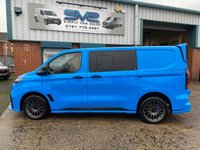 USED 2025 25 FORD TRANSIT CUSTOM MS-RT 5 SEAT L1 SWB FAST BLUE AUTO CREW VAN 4K MILES DIESEL LOW MILES, 2 YEAR WARRANTY