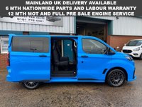 USED 2025 25 FORD TRANSIT CUSTOM MS-RT 5 SEAT L1 SWB FAST BLUE AUTO CREW VAN 4K MILES DIESEL LOW MILES, 2 YEAR WARRANTY
