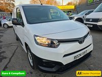 USED 2024 24 TOYOTA PROACE CITY White 1.5 BlueHDi Active Short Van, 14,999 miles, 1 owner, Euro 6 ULEZ, 6-Speed, Bluetooth, A/C, Rear Sensors, FSH, great spec, + VAT @ 20%. This 2024 Toyota PROACE CITY Active Short Panel Van SWB Euro 6 (s/s) 5dr boasts exceptionally low mileage for its age, having covered just 14999 miles, and has been owned by only one careful owner. This versatile BlueHDi Active model is equipped with a reliable 1.5L Diesel Engine and meets Euro 6 emission standards. For your convenience, it features automatic headlights that switch on when needed, manual air conditioning to keep you comfortable, and Bluetooth connectivity for seamless phone inte
