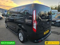 USED 2019 68 FORD TOURNEO CUSTOM Independence Tourneo Automatic Allied Mobility 2.0 EBL 130 RE, 19,548 miles, ULEZ Euro 6, Air Con, Alloys, 5 seater, FSH, NO VAT! This stunning black Ford Transit Custom Tourneo Allied Mobility Independence 2.0 EBL 130 RE MPV is a high-quality, wheelchair-accessible vehicle (WAV) with just 19,548 miles and a full service history. It comes with an automatic gearbox, is ULEZ compliant (Euro 6), and has had only two owners from new. Converted by Allied Mobility, the Independence model offers exceptional accessibility with a secure wheelchair ramp and restraint system, alongside seating for up to five people including the whee