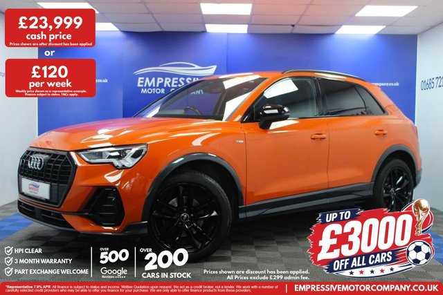 View our Audi Q3 1.5 TFSI CoD 35 Black Edition SUV 5dr Petrol S Tronic Euro 6 (s/s) (150 ps)