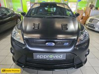 USED 2010 60 FORD FOCUS 2.5 RS500, 22,000 miles, #462/500, 1 owner, full history, ULEZ Euro 5, 6-Speed, Sat Nav, Touchscreen, Alloys, Bluetooth, Immaculate Condition. Approved Cars and Finance are proud to present this stunning and incredibly rare Ford Focus 2.5 RS500 Hatchback, number 462 of only 500 ever produced. Finished in sleek black and showing just 22,000 miles, this collector-grade example offers a powerful 345 bhp Euro 5 ULEZ-compliant petrol engine paired with a precise 6-speed manual gearbox, delivering an exhilarating and engaging driving experience every time you get behind the wheel. With just one owner from new and a full service history, this