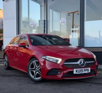 USED 2019 19 MERCEDES-BENZ A-CLASS 2.0 A220 AMG Line (Executive) Hatchback 5dr Petrol 7G-DCT Euro 6 (s/s) (190 ps) HALF LEATER TRIM +  SAT NAV + DAB +  FRONT AND REAR PARKING SENSORS +  KEYLESS-GO +  Steering Wheel - 3-Spoke Multi-Function with Galvanised Gearshift Paddles +  AUTO START/STOP +  18 INCH ALLOYS AMG 5 TWIN SPOKE DESIGN