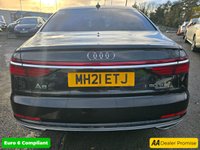 USED 2021 21 AUDI A8 3.0 TDI V6 S line, 50,400 miles, ULEZ Euro 6, Automatic, Leather, Virtual Cockpit, Sat Nav, Rear Camera, 19' Alloys, Full Service History & much more The Audi A8 TDI V6 S line is a 2021 model, boasting a powerful 3.0L Diesel Engine and Four Wheel Drive drivetrain, making it a capable and confident performer on the road. This S line variant is equipped with a range of premium features, including the Audi Phone Box with Wireless Charging, allowing you to keep your devices powered up on the go. The Advanced Key system provides the convenience of keyless entry, while the Comfort Contour Seats, complete with memory function, ensure a tailored driv