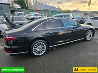 USED 2021 21 AUDI A8 3.0 TDI V6 S line, 50,400 miles, ULEZ Euro 6, Automatic, Leather, Virtual Cockpit, Sat Nav, Rear Camera, 19' Alloys, Full Service History & much more The Audi A8 TDI V6 S line is a 2021 model, boasting a powerful 3.0L Diesel Engine and Four Wheel Drive drivetrain, making it a capable and confident performer on the road. This S line variant is equipped with a range of premium features, including the Audi Phone Box with Wireless Charging, allowing you to keep your devices powered up on the go. The Advanced Key system provides the convenience of keyless entry, while the Comfort Contour Seats, complete with memory function, ensure a tailored driv