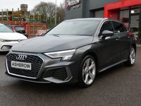 USED 2021 71 AUDI A3 Sportback 1.4 TFSIe 40 S line 5d Petrol Plug-in Hybrid S Tronic 13kWh 204 S/S 1 OWNER, FULL AUDI HISTORY, SAT NAV , VIRTUAL COCKPIT, FULL GREY LEATHER, WIRELESS APPLE CARPLAY / ANDROID AUTO, REAR PARKING SENSORS, DAB RADIO, BLUETOOTH PHONE & MUSIC, 2x USB C PORTS, PRIVACY GLASS, S TRONIC AUTOMATIC, 18 INCH ALLOYS, POWER FOLDING MIRRORS, LEATHER FLAT BOTTOM TIPTRONIC MULTIFUNCTION STEERING WHEEL, CRUISE CONTROL & SPEED LIMITER, RAIN & LIGHT SENSORS, KEYLESS START, VOICE CONTROL, DRIVE SELECT, CLIMATE CONTROL, LANE DEPARTURE WARNING, DETACHABE TOW BAR